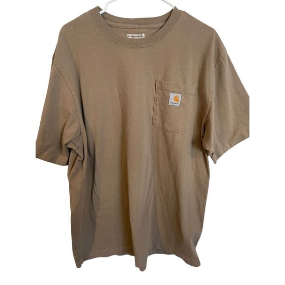 Carhartt Men's Tan Loose Fit Heavyweight Short-Sleeve Pocket T-Shirt Size Large - Picture 1 of 6